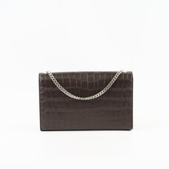 Saint Laurent Medium Kate Tassel Bag Grey Croc Embossed