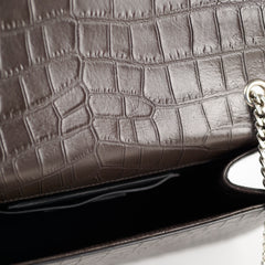 Saint Laurent Medium Kate Tassel Bag Grey Croc Embossed