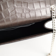 Saint Laurent Medium Kate Tassel Bag Grey Croc Embossed