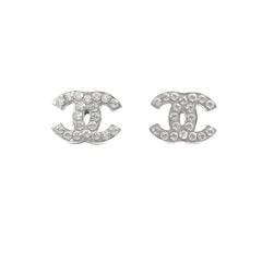 Chanel CC Logo Crystal Earrings