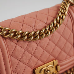 Chanel Small Boy Caviar Coral