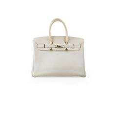 Hermes Birkin 35 Clemence White Stamp P Square (2012)
