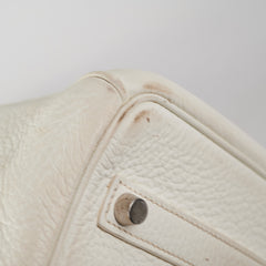Hermes Birkin 35 Clemence White Stamp P Square (2012)