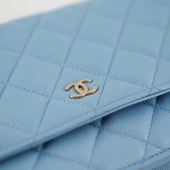 Chanel Wallet On Chain WOC Caviar Light Blue&nbsp; (Microchip)