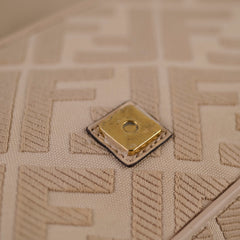 Fendi FF Baguette Medium Jacquard Canvas Beige