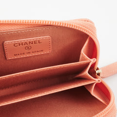 Chanel Boy Zip Compact Wallet Pink
