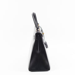 Hermes Vintage Kelly 28 Box Leather Noir Black - N Circle Stamp 1984