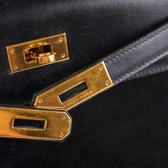 Hermes Vintage Kelly 28 Box Leather Noir Black - N Circle Stamp 1984