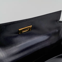 Hermes Vintage Kelly 28 Box Leather Noir Black - N Circle Stamp 1984