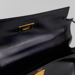 Hermes Vintage Kelly 28 Box Leather Noir Black - N Circle Stamp 1984