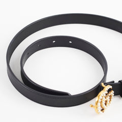 Gucci GG Pearl Black Thin Belt Size 80cm Width 2cm