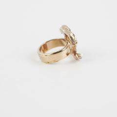 Chanel CC Logo Pearl Cocktail Ring