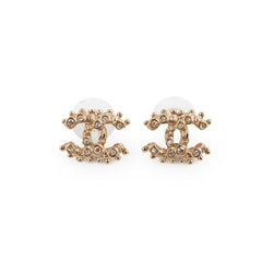 Chanel Coco Logo Pink and Silver Rhinestone Earrings Costume Jewellery