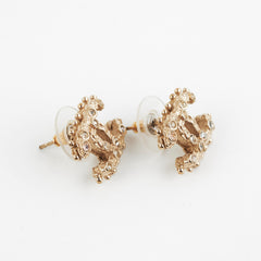 Chanel Coco Logo Pink and Silver Rhinestone Earrings Costume Jewellery