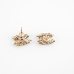 Chanel Coco Logo Pink and Silver Rhinestone Earrings Costume Jewellery