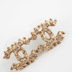 Chanel Coco Logo Pink and Silver Rhinestone Earrings Costume Jewellery