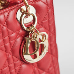 Christian Dior Medium Lady Dior Red Lambskin Bag