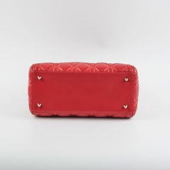 Christian Dior Medium Lady Dior Red Lambskin Bag