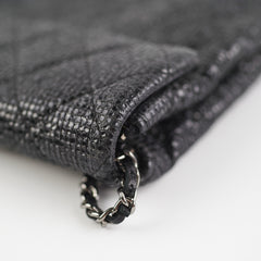 Chanel Black Glittered Calfskin Chain Crossbody Shoulder Bag Wallet Black