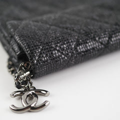 Chanel Black Glittered Calfskin Chain Crossbody Shoulder Bag Wallet Black