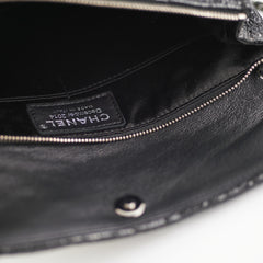 Chanel Black Glittered Calfskin Chain Crossbody Shoulder Bag Wallet Black