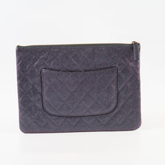 Chanel Caviar O Case with clutch pearl detail Metallic Iridescent Black