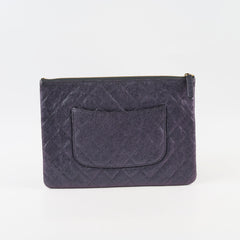 Chanel Caviar O Case with clutch pearl detail Metallic Iridescent Black