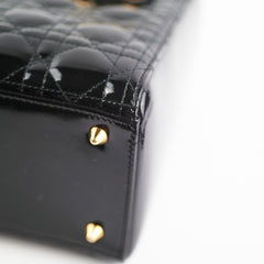 Christian Dior Medium Lady Dior Patent Black Bag
