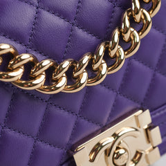 Chanel 19k Small Boy Quilted Purple Crossbody Bag