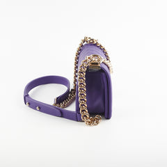 Chanel 19k Small Boy Quilted Purple Crossbody Bag
