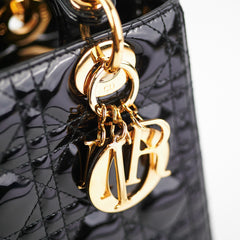 Christian Dior Medium Lady Dior Patent Black Bag
