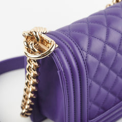Chanel 19k Small Boy Quilted Purple Crossbody Bag