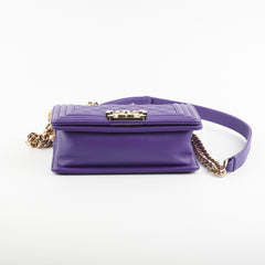 Chanel 19k Small Boy Quilted Purple Crossbody Bag