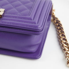 Chanel 19k Small Boy Quilted Purple Crossbody Bag