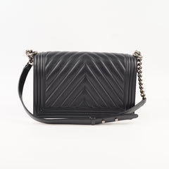 Chanel New Medium Boy Black Chevron Calfskin