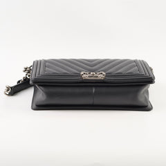 Chanel New Medium Boy Black Chevron Calfskin