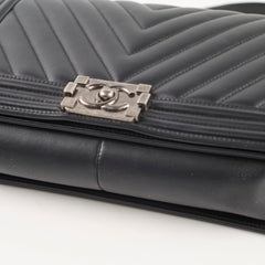 Chanel New Medium Boy Black Chevron Calfskin