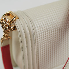 Chanel Old Medium Cube Embossed Boy White