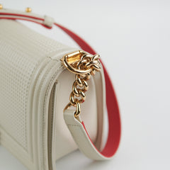 Chanel Old Medium Cube Embossed Boy White