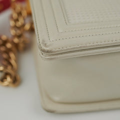 Chanel Old Medium Cube Embossed Boy White