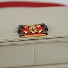 Chanel Old Medium Cube Embossed Boy White