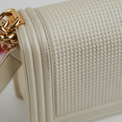 Chanel Old Medium Cube Embossed Boy White