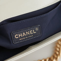 Chanel Old Medium Cube Embossed Boy White