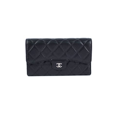 Chanel Long Lambskin Black Wallet