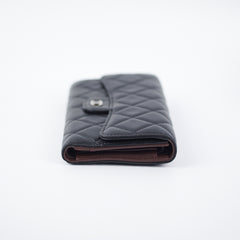 Chanel Long Lambskin Black Wallet