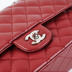 Chanel Medium/Large Caviar Double Classic Flap Red