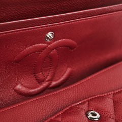 Chanel Medium/Large Caviar Double Classic Flap Red
