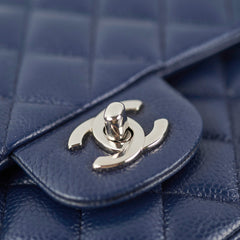 Chanel Classic Flap Medium/Large Caviar Blue Shoulder Bag