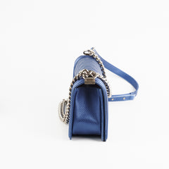 Chanel Old Medium Boy Metallic Blue