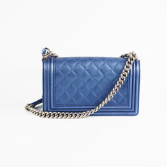 Chanel Old Medium Boy Metallic Blue